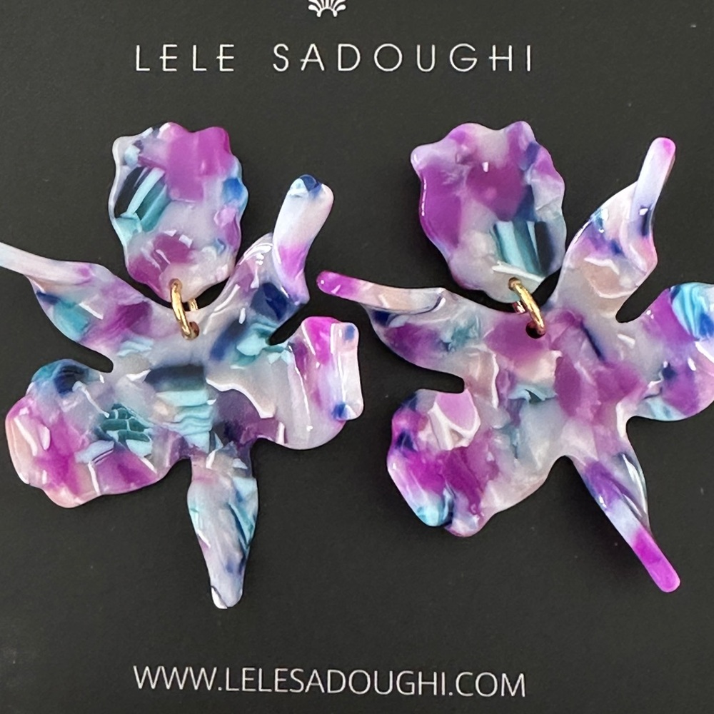 Lele Sadoughi Purple Floral Earrings